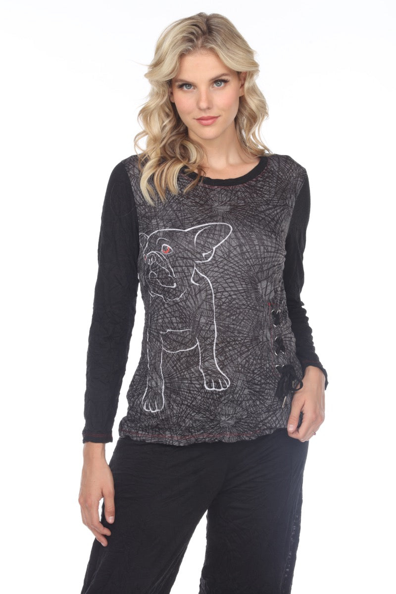 Pauline Top L/S - Frenchie Dog - CARINE