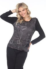 Pauline Top L/S - Frenchie Dog - CARINE