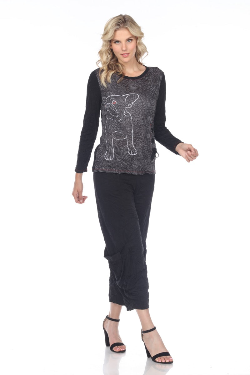 Pauline Top L/S - Frenchie Dog - CARINE