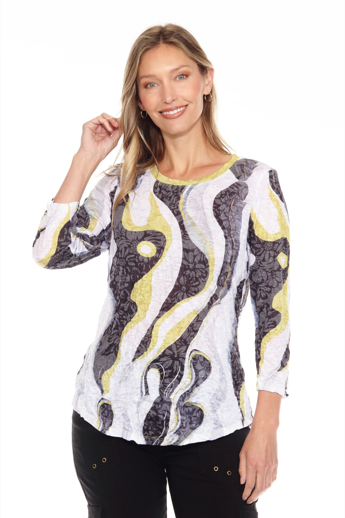 Round-Neck Top - Fluid Art