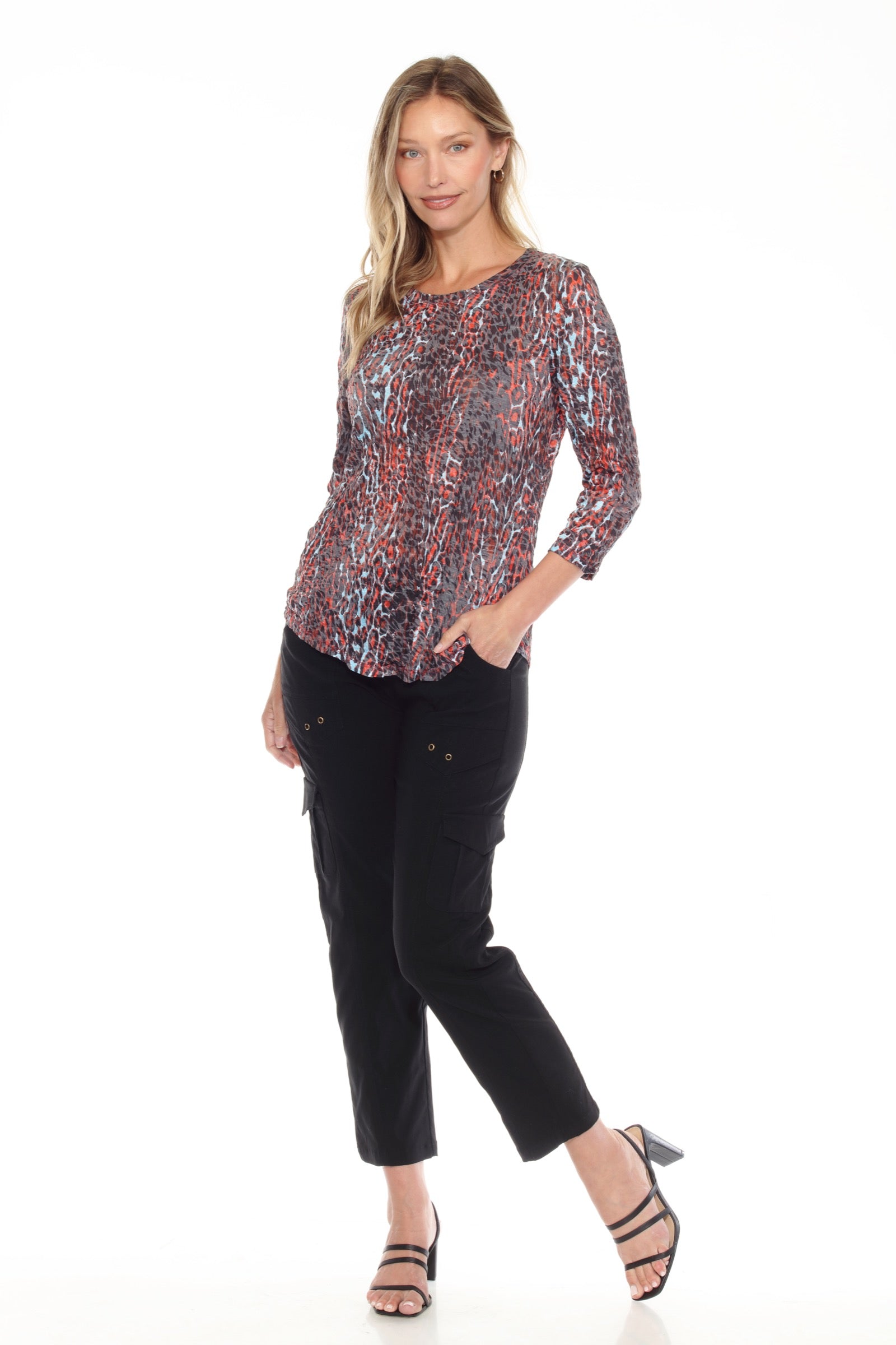 Round-Neck Top - Leopard Blaze