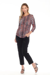 Round-Neck Top - Leopard Blaze