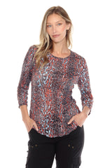 Round-Neck Top - Leopard Blaze