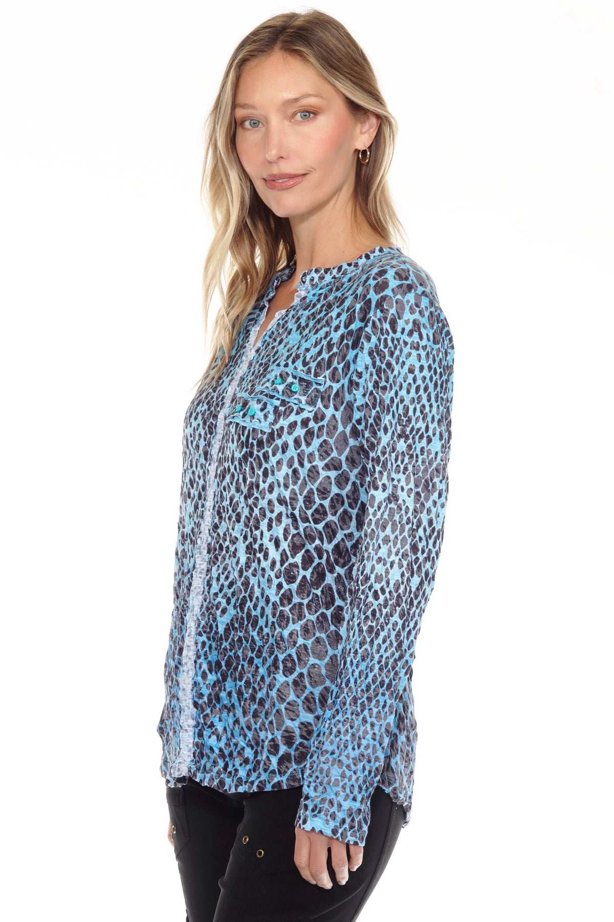 Pamela Top L/S - Teal Scales - CARINE