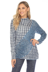 Samantha Top - Azure Houndstooth - CARINE