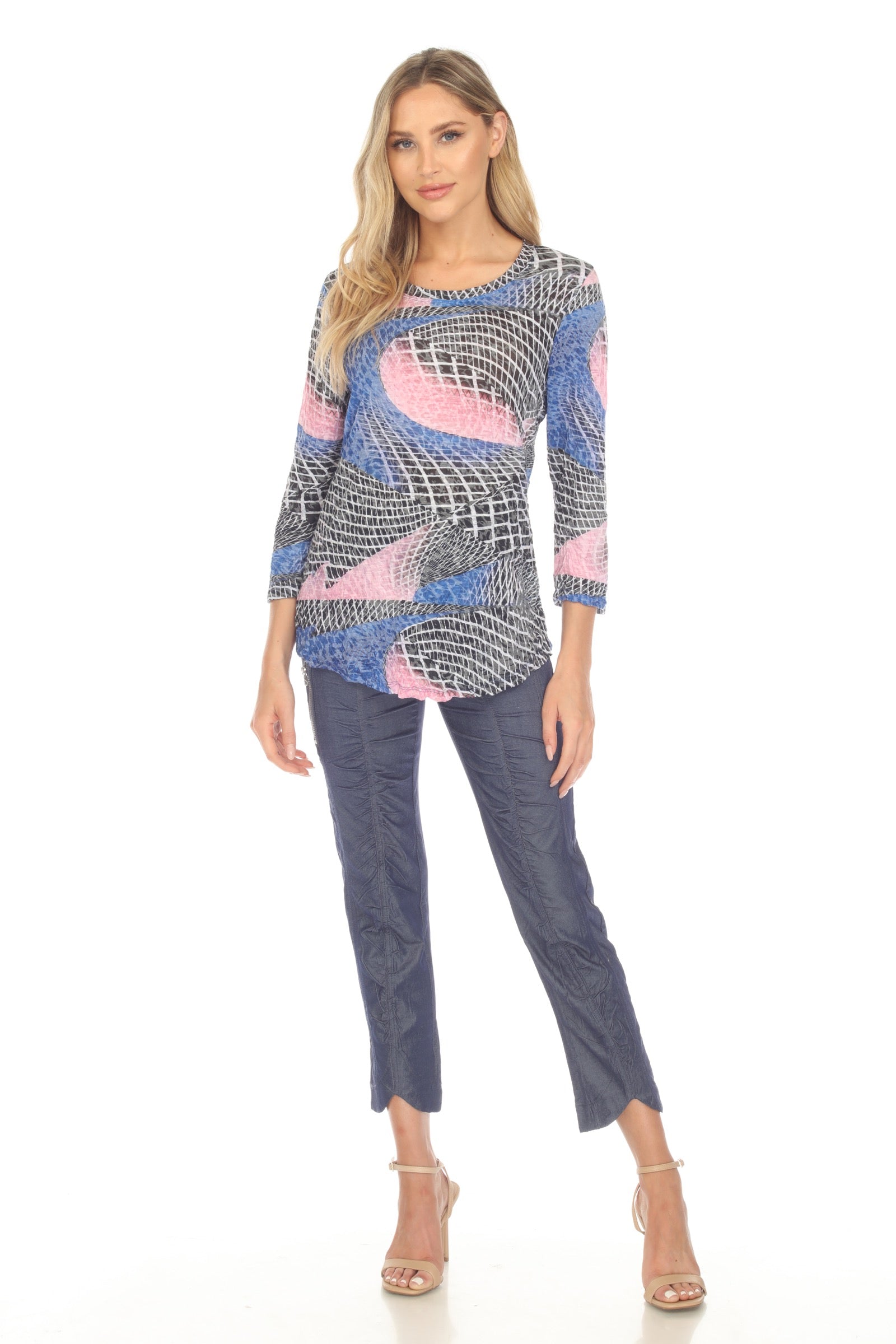 Round-Neck Top - Blush Warp