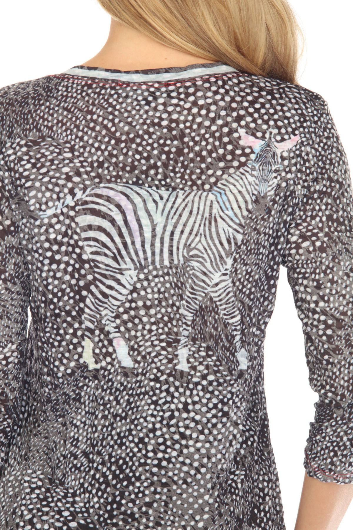 V-Neck Top - Zebra Dot - CARINE