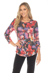 Round-Neck Top - Sunset Bloom