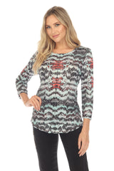 Round-Neck Top - Hazy Lines