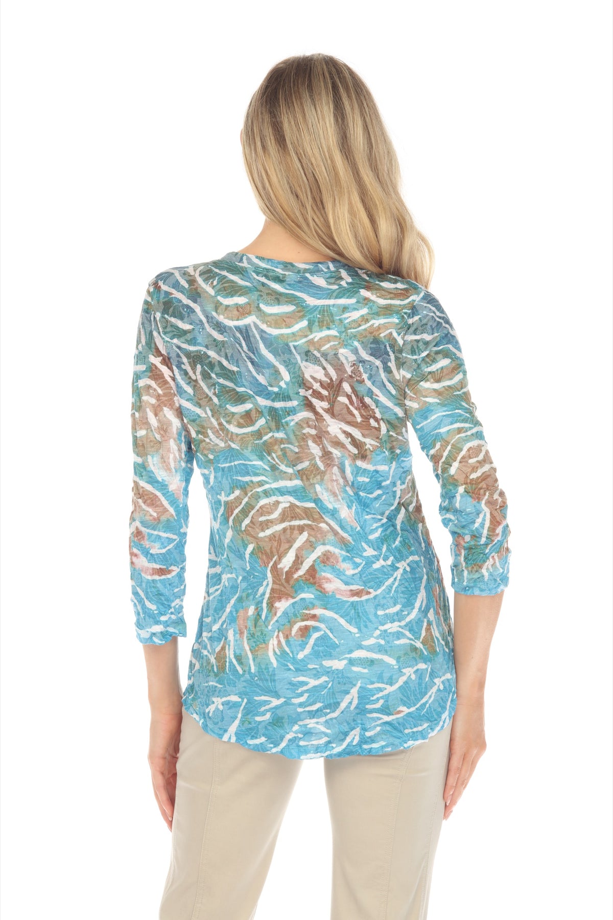 Round-Neck Top - Aqua Current - CARINE