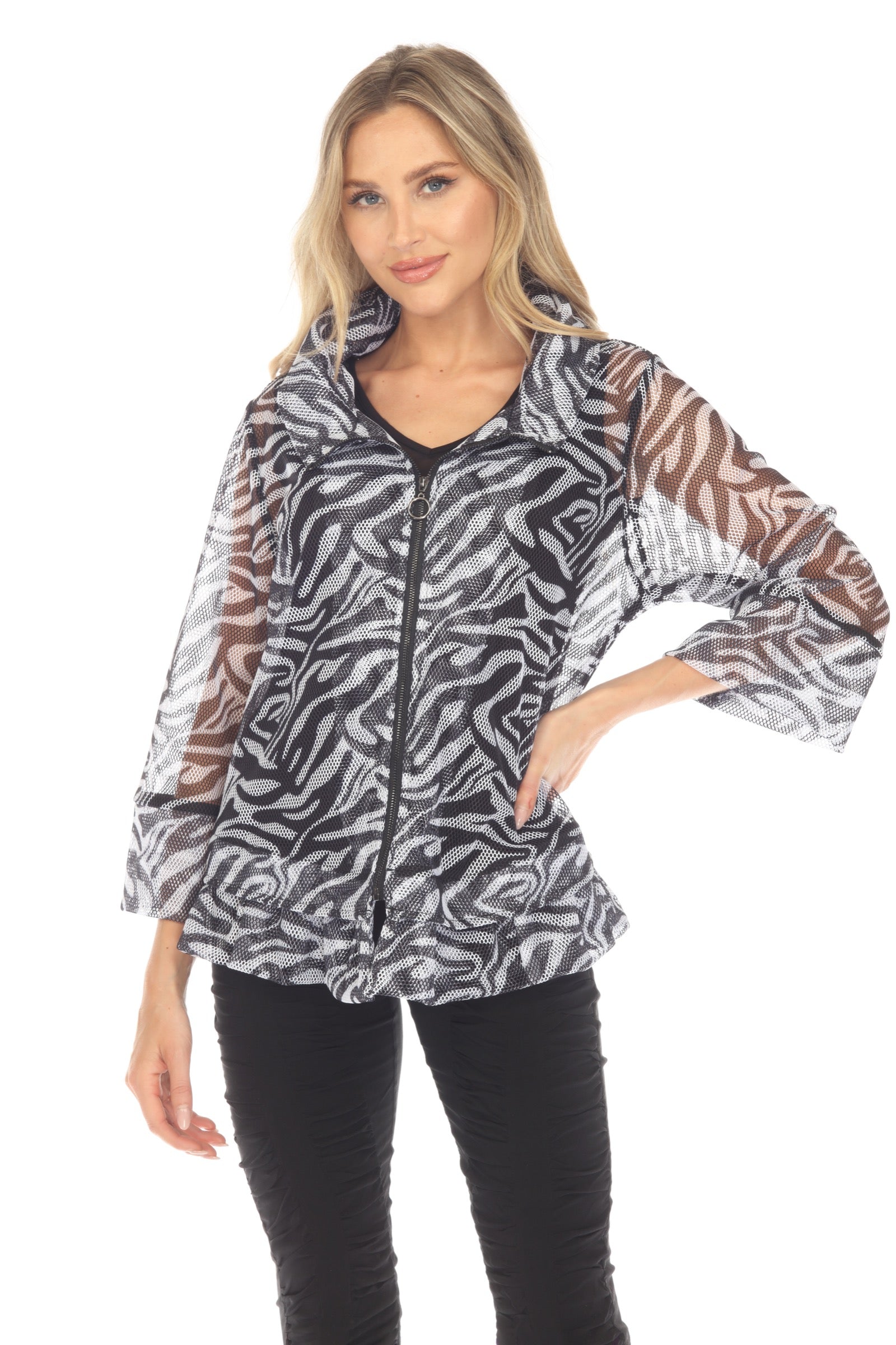Mesh Zip Swing Jacket - Zebra - CARINE