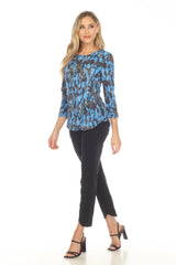 Round-Neck Top - Cobalt Shadow - CARINE