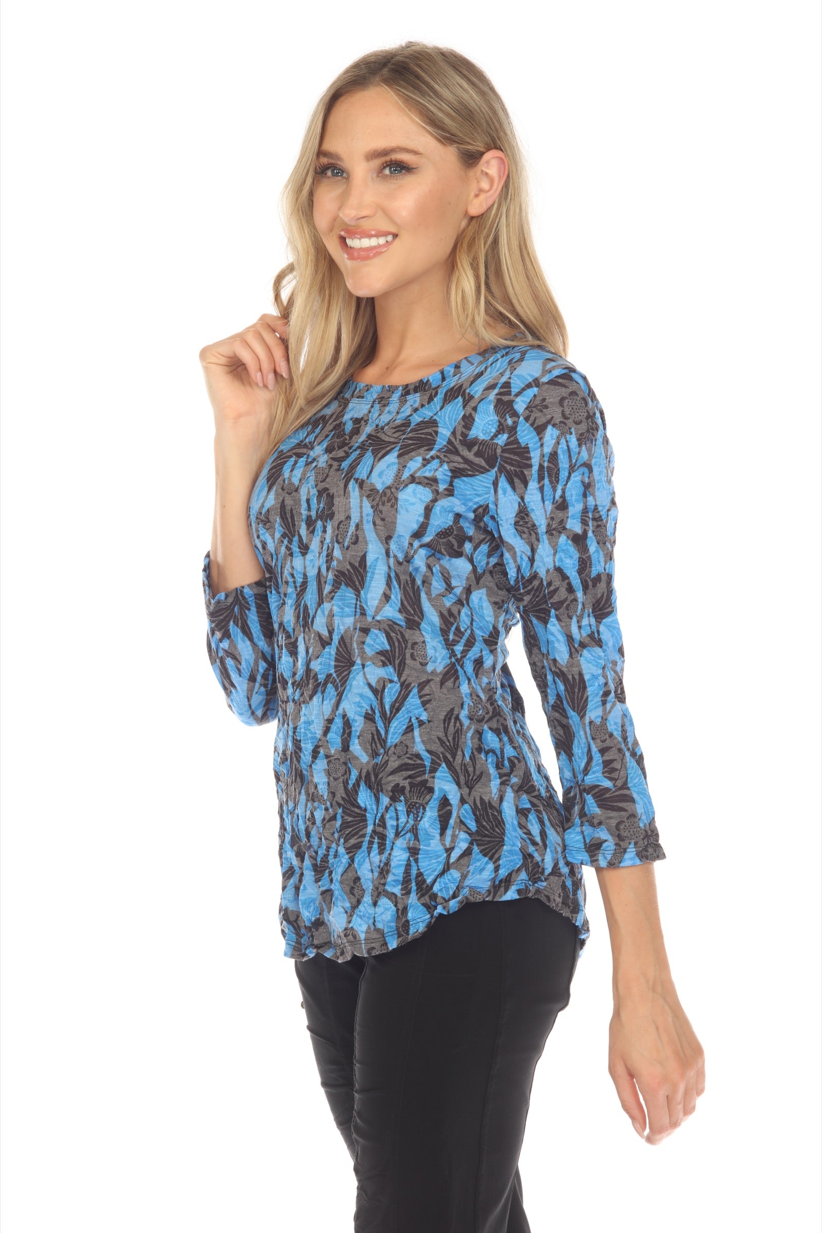 Round-Neck Top - Cobalt Shadow - CARINE