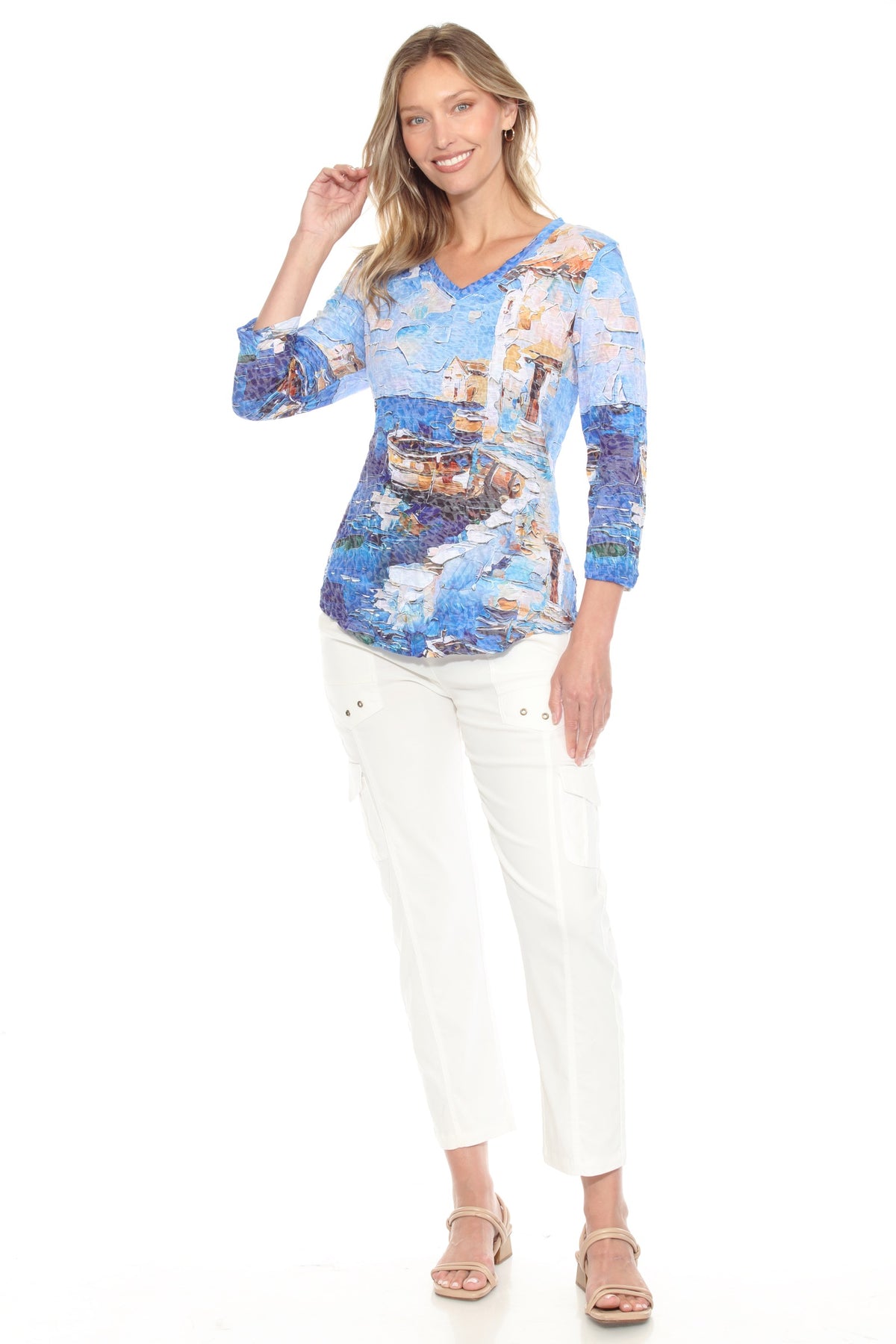 V-Neck Top - Coastal Scene - CARINE