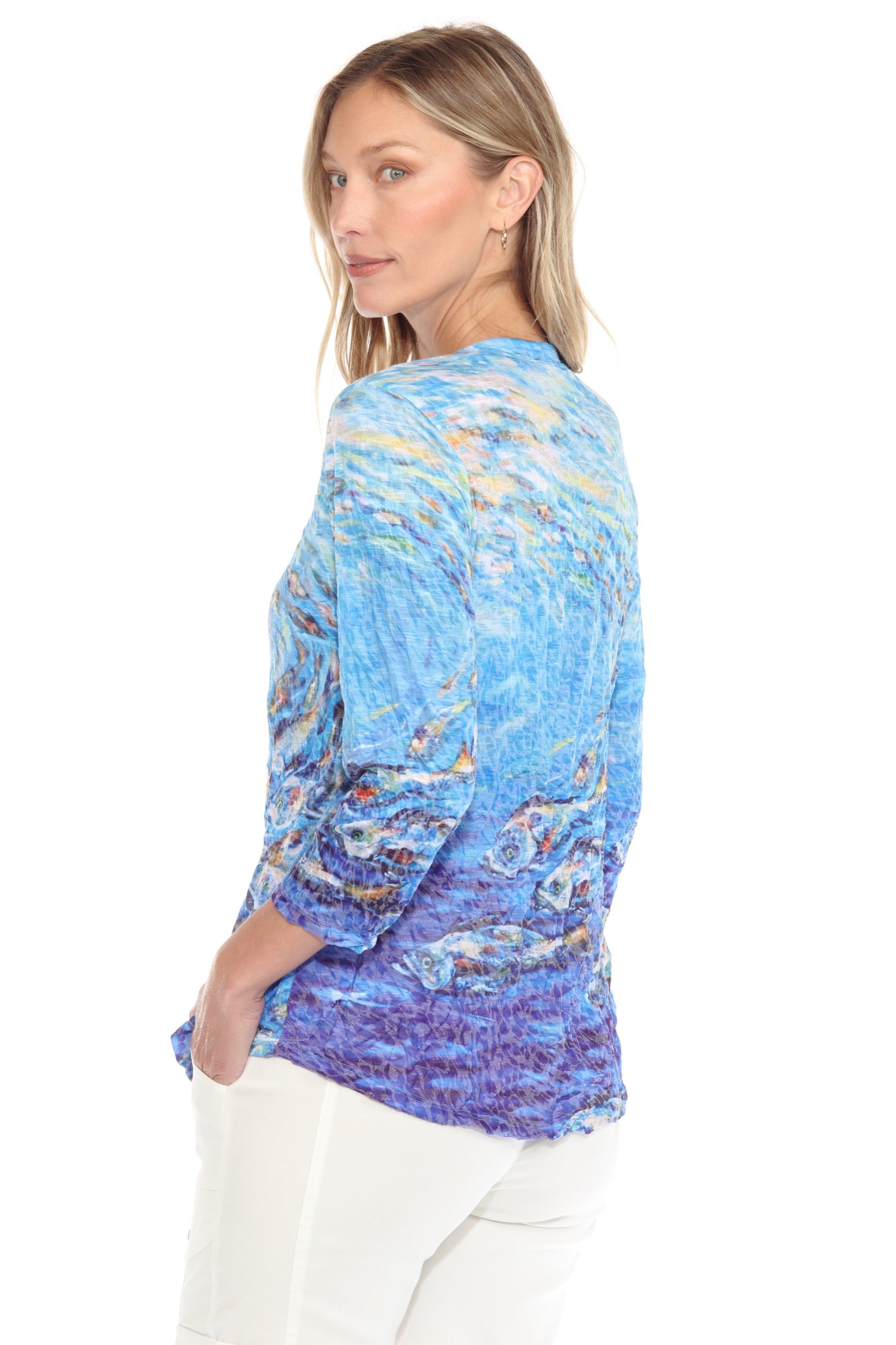 Round-Neck Top - Fish Flow