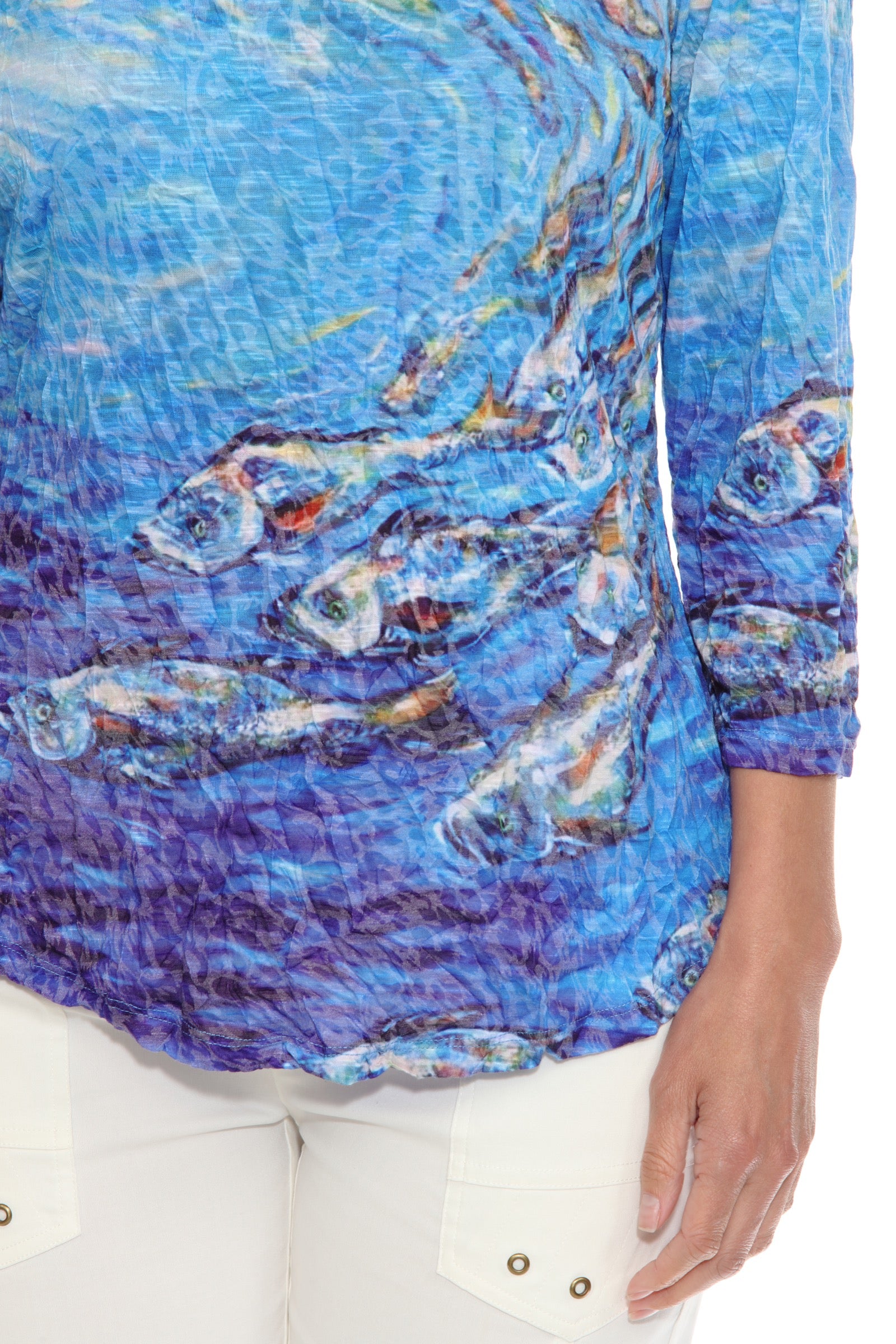 Round-Neck Top - Fish Flow
