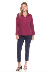 Half-Zip Textured Pullover