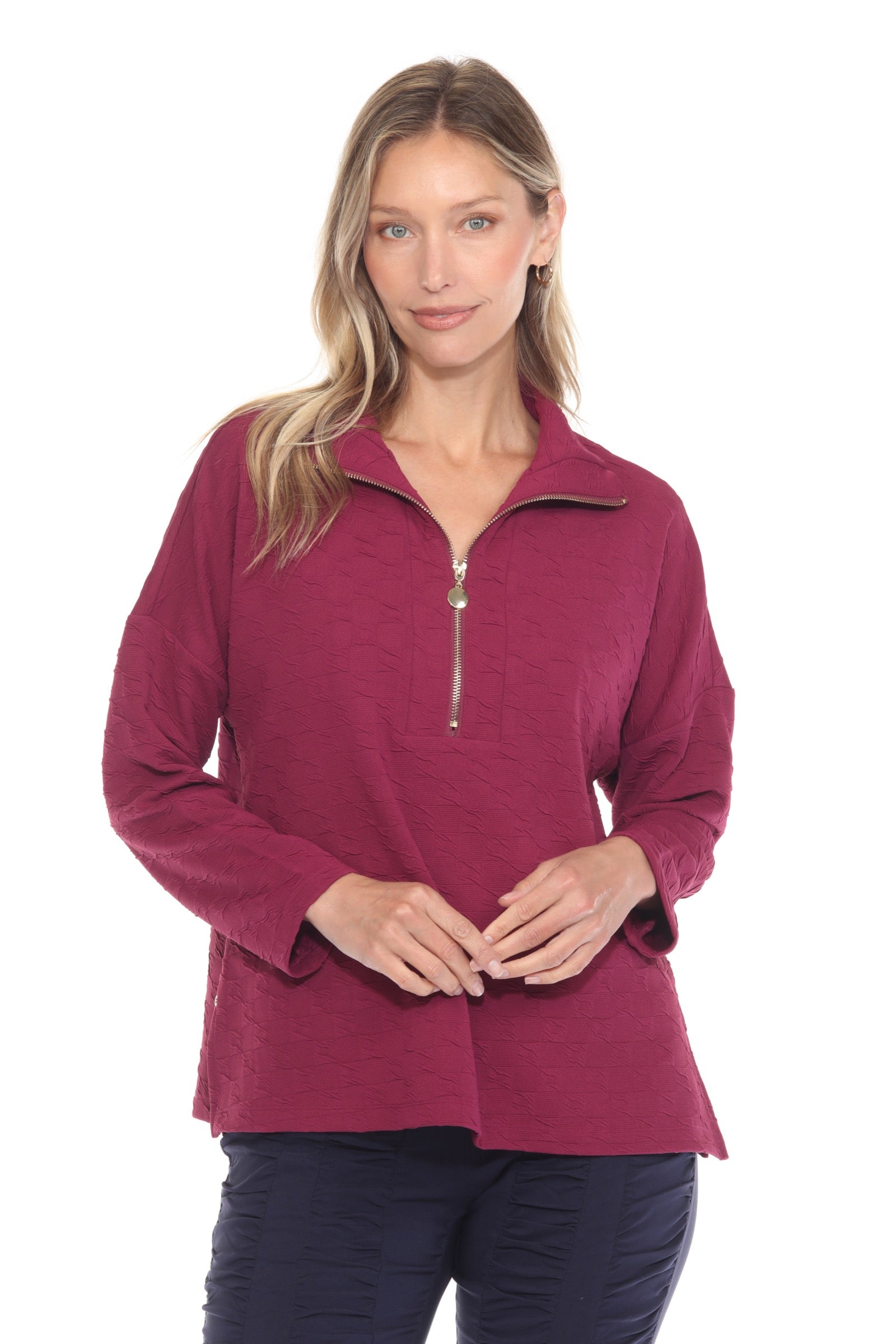 Half-Zip Textured Pullover