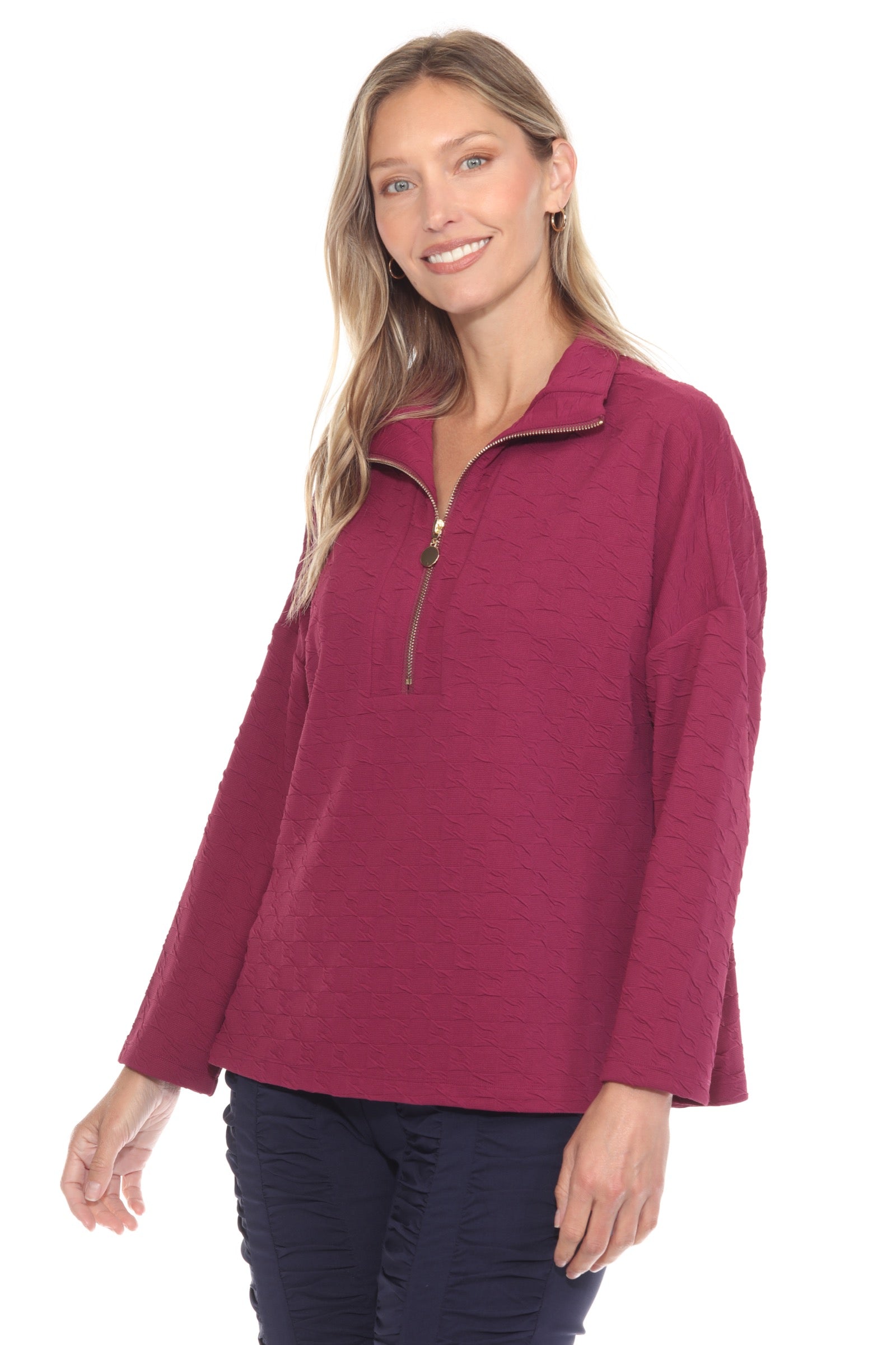 Half-Zip Textured Pullover