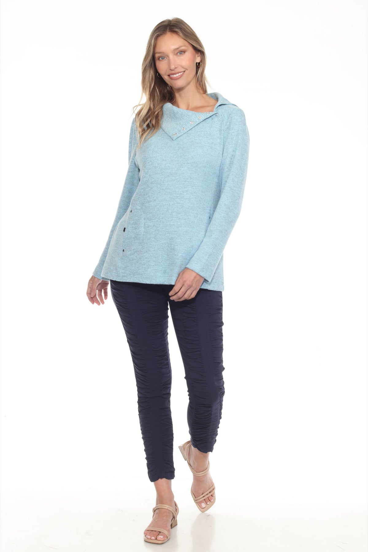 Brushed Snap-Collar Pullover - CARINE