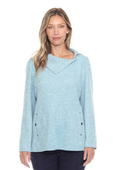 Brushed Snap-Collar Pullover