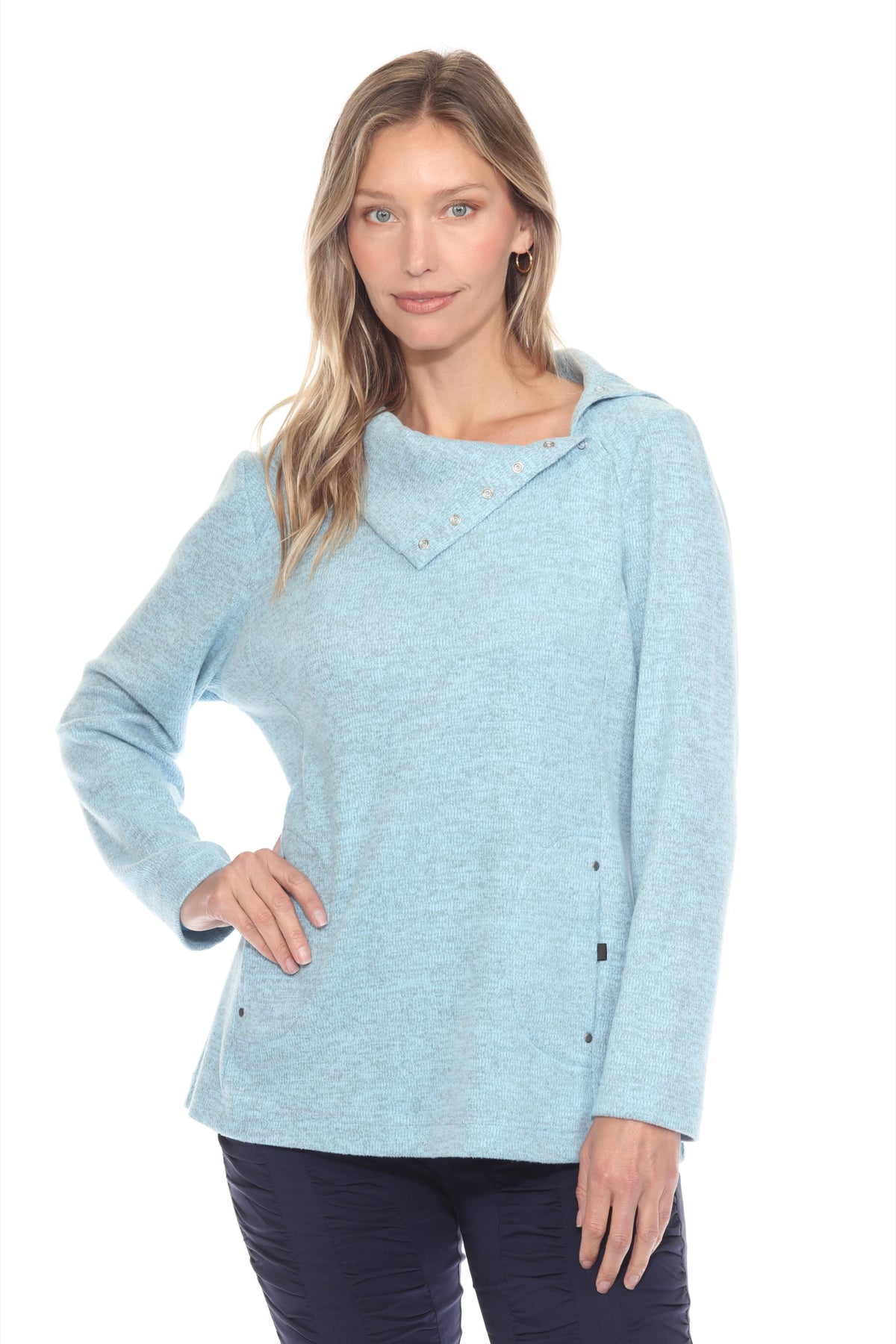 Brushed Snap-Collar Pullover