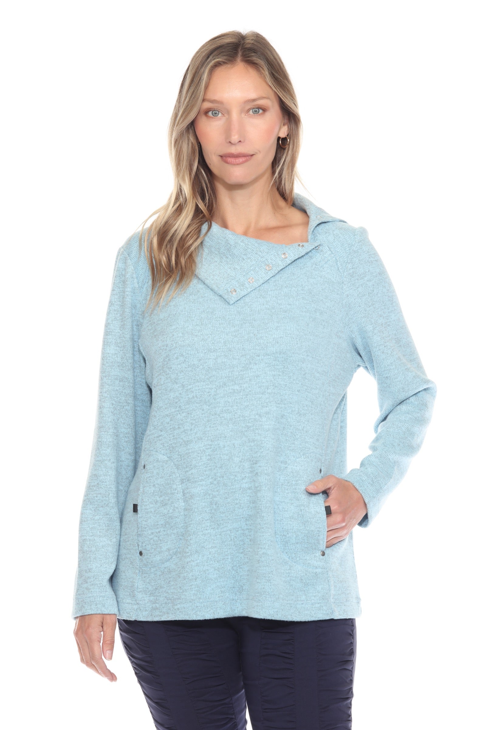 Brushed Snap-Collar Pullover