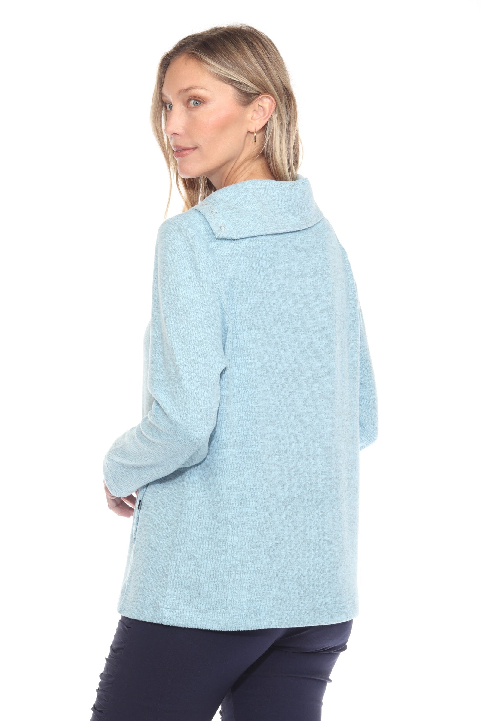 Brushed Snap-Collar Pullover