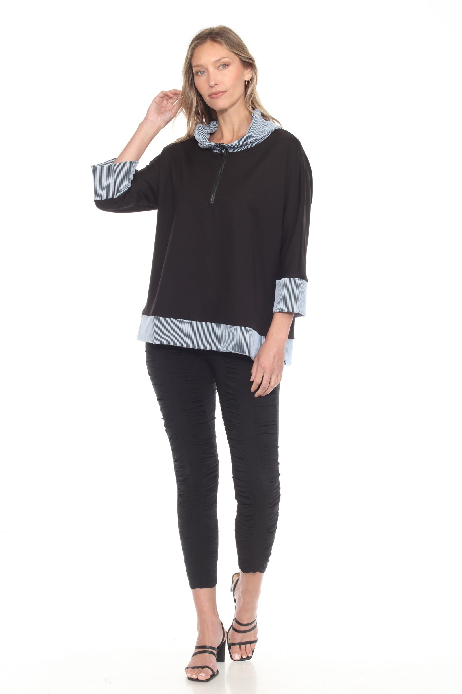 Rib Trim Swing Zip Pullover