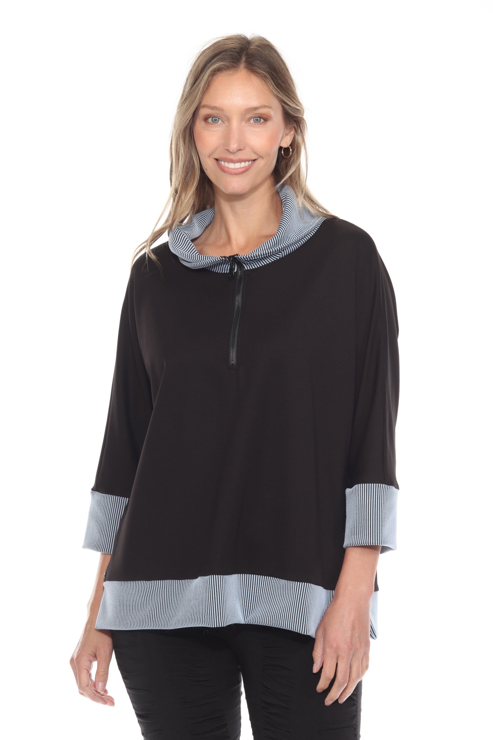 Rib Trim Swing Zip Pullover