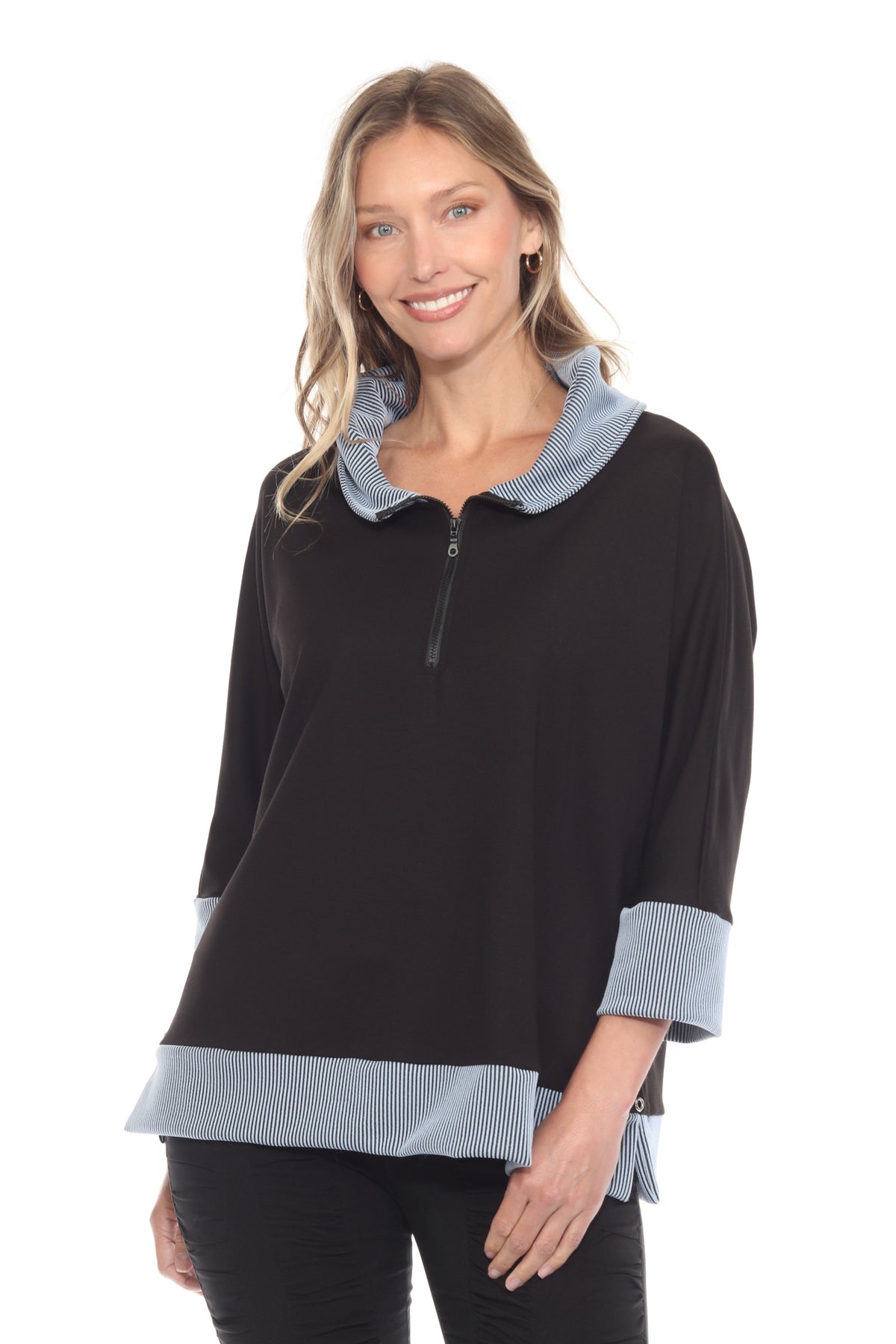 Rib Trim Swing Zip Pullover