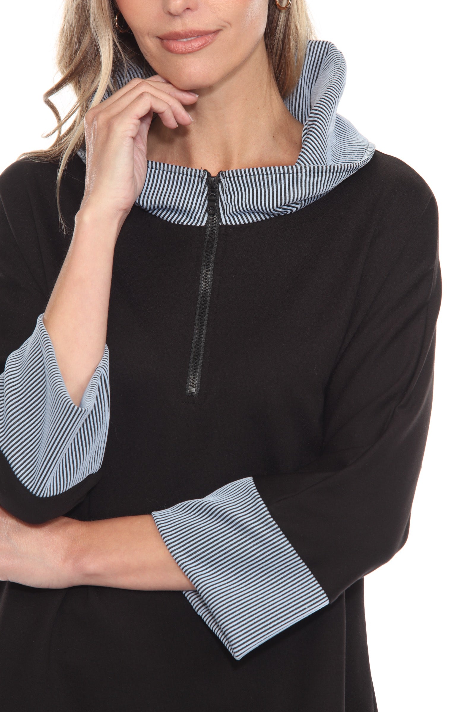 Rib Trim Swing Zip Pullover