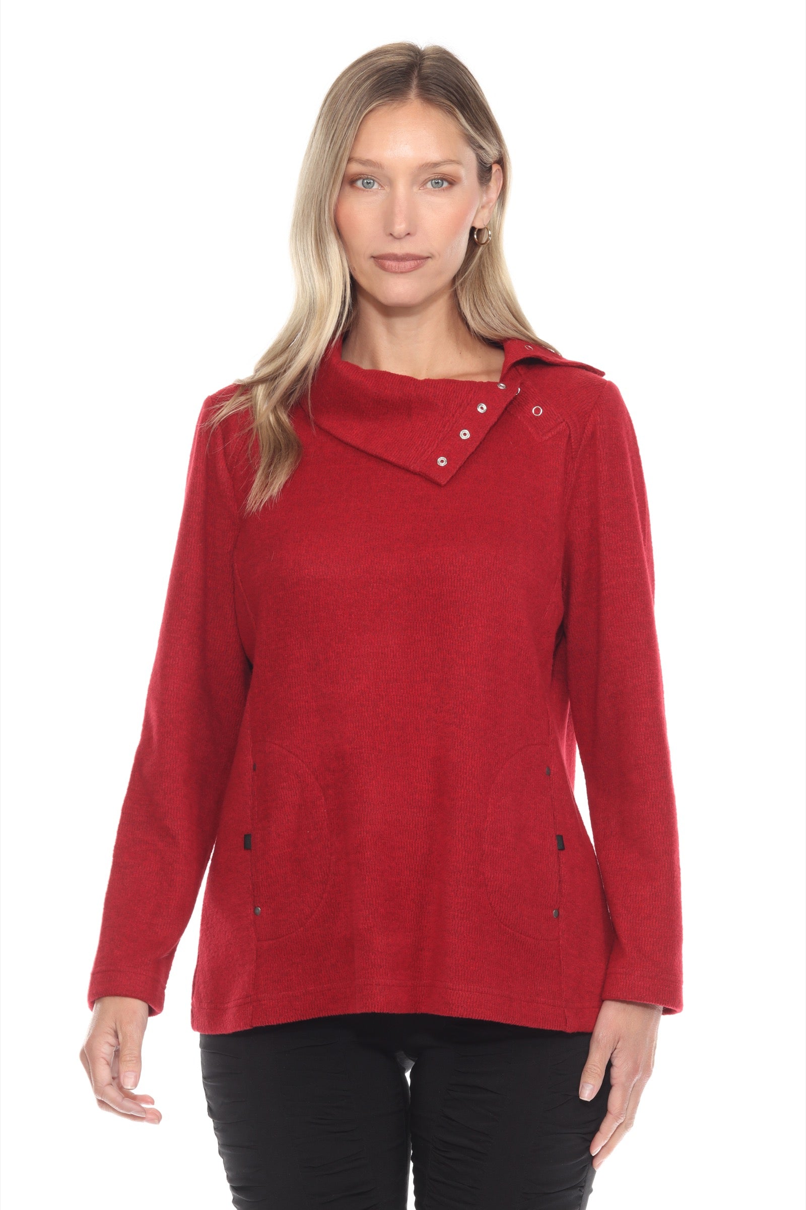 Brushed Snap-Collar Pullover