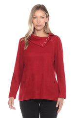 Brushed Snap-Collar Pullover