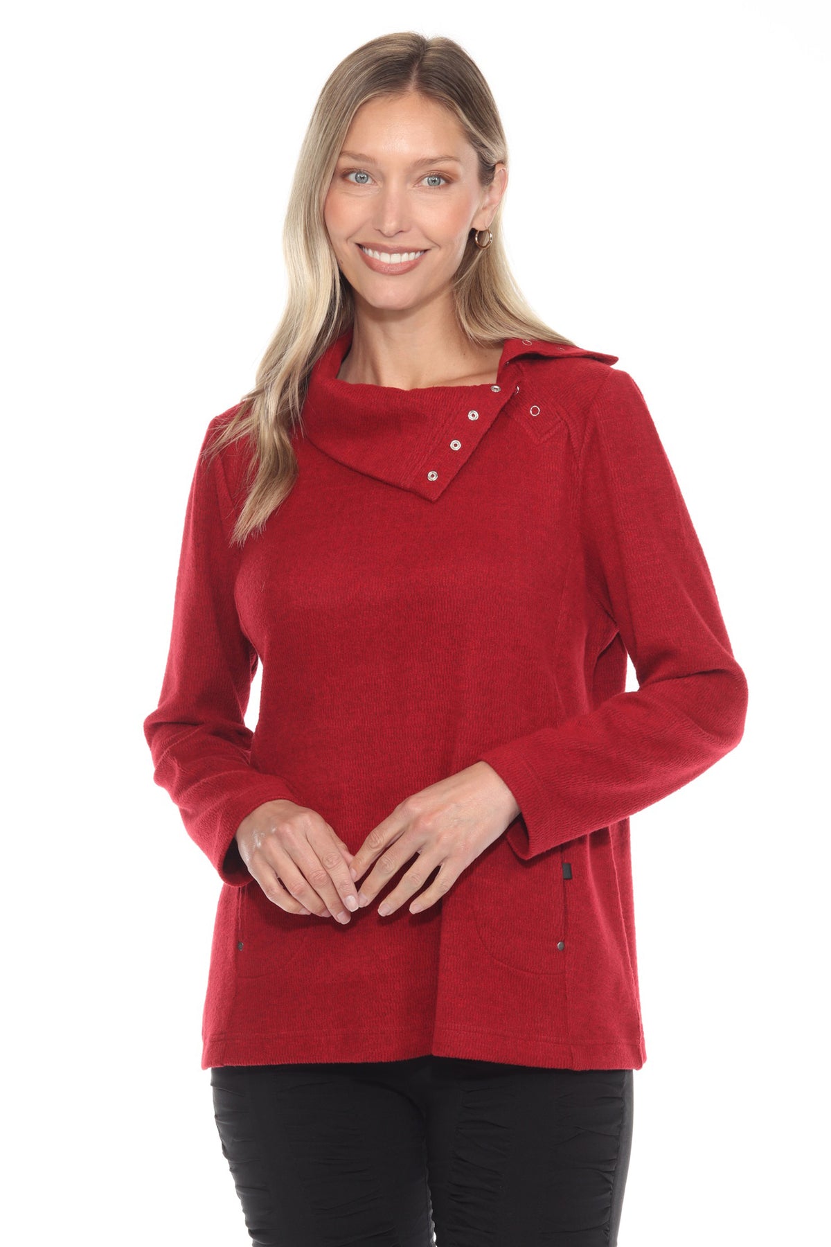 Brushed Snap-Collar Pullover - CARINE