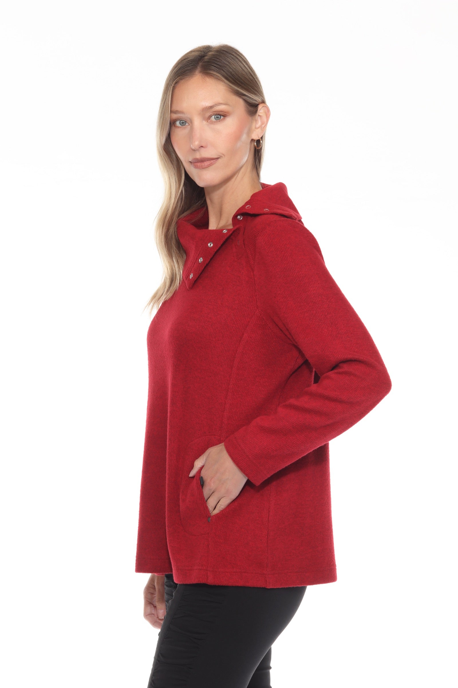 Brushed Snap-Collar Pullover