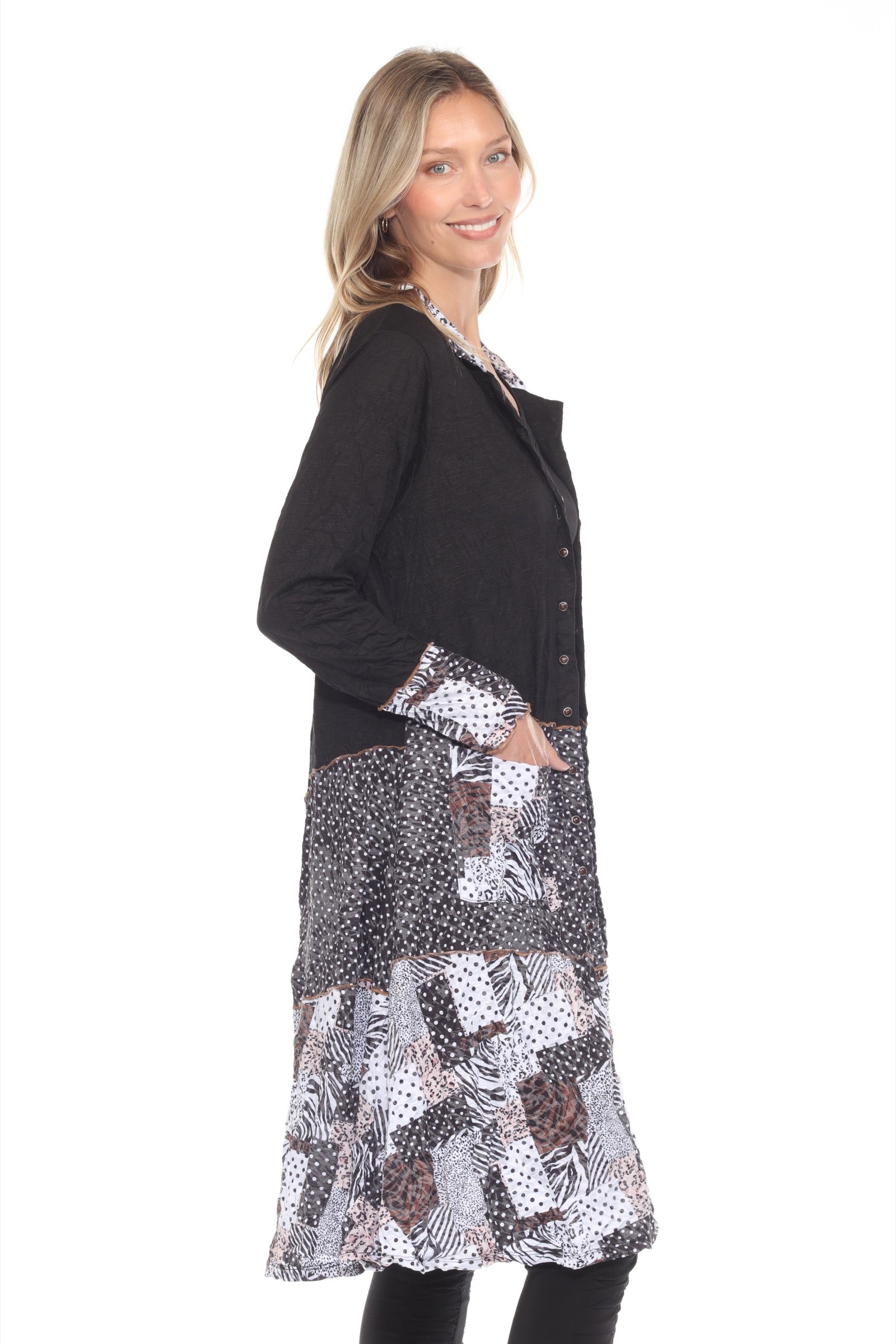 Duster Dress Jacket - Mocha Patch