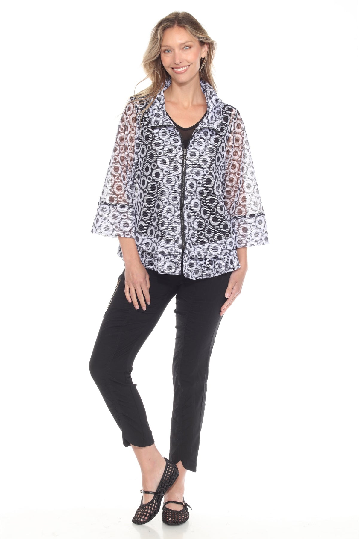 Mesh Zip Swing  Jacket - Retro Dots - CARINE
