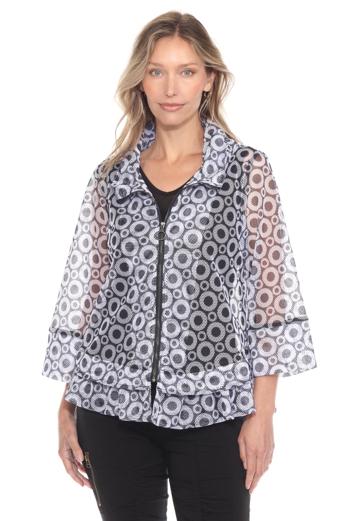Mesh Zip Swing  Jacket - Retro Dots - CARINE