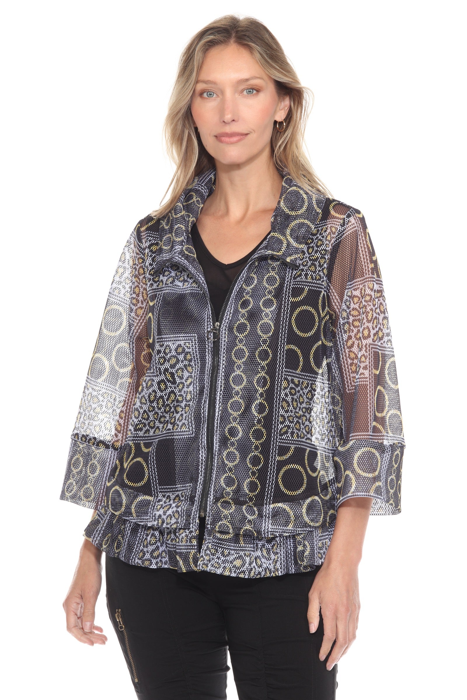 Mesh Zip Swing  Jacket - Luxe Rings - CARINE