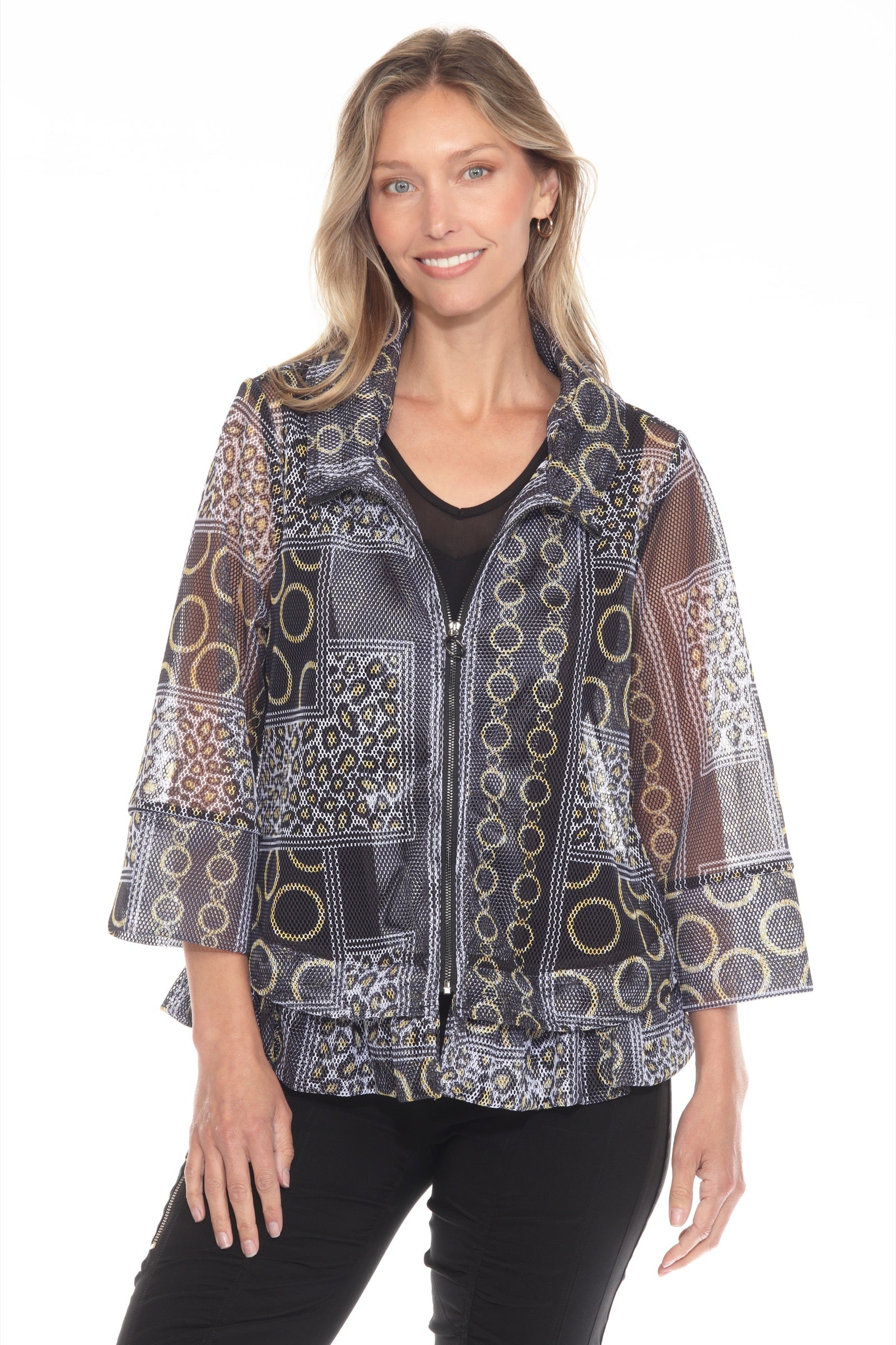 Mesh Zip Swing  Jacket - Luxe Rings - CARINE