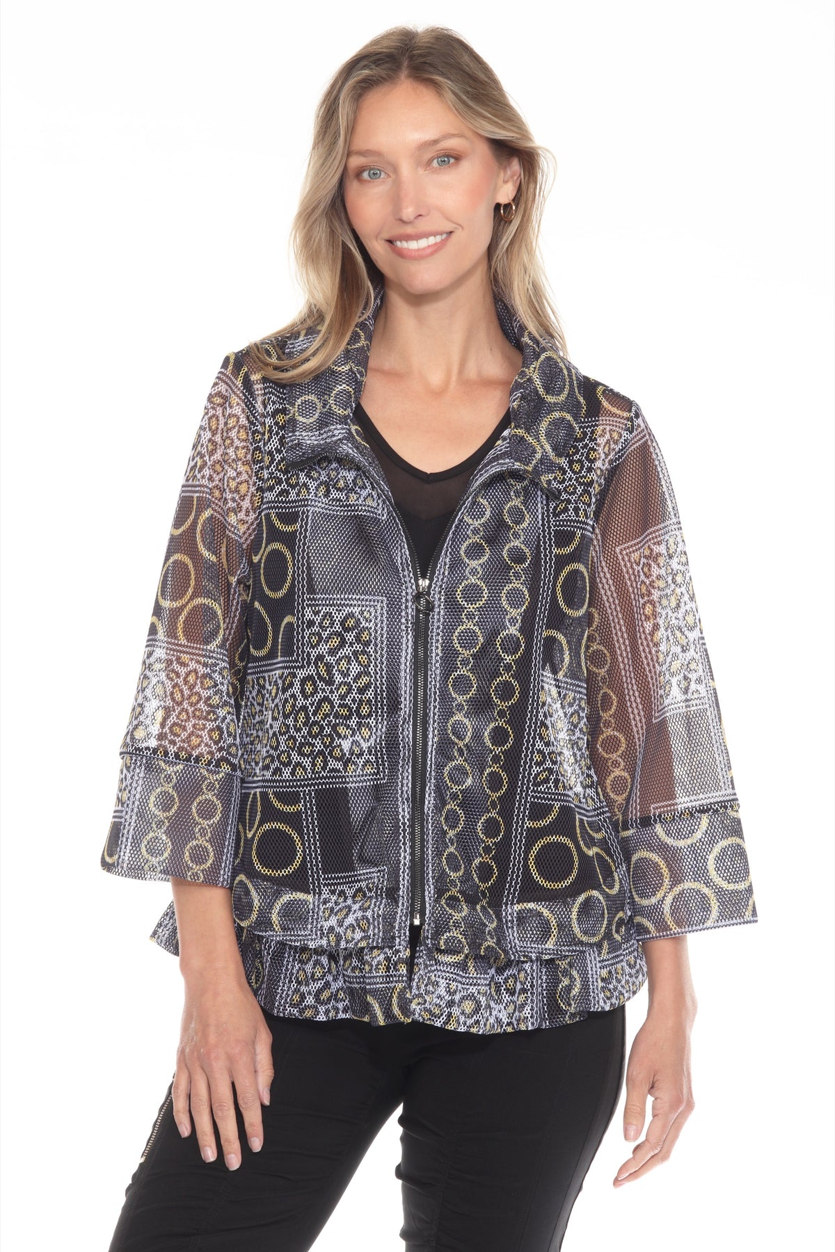 Mesh Zip Swing  Jacket - Luxe Rings - CARINE