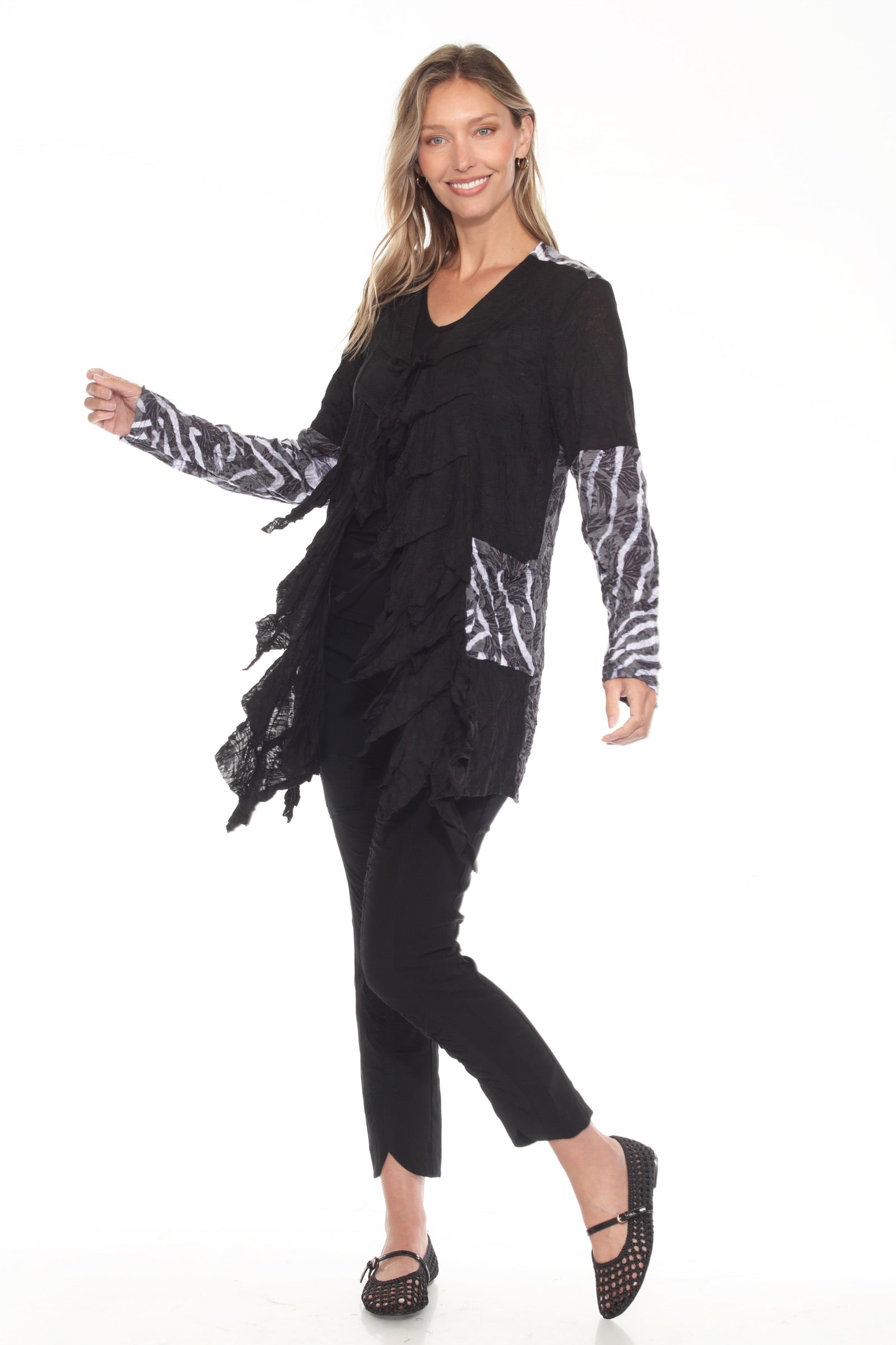 Camille Cardigan Long - Zebra Stripe