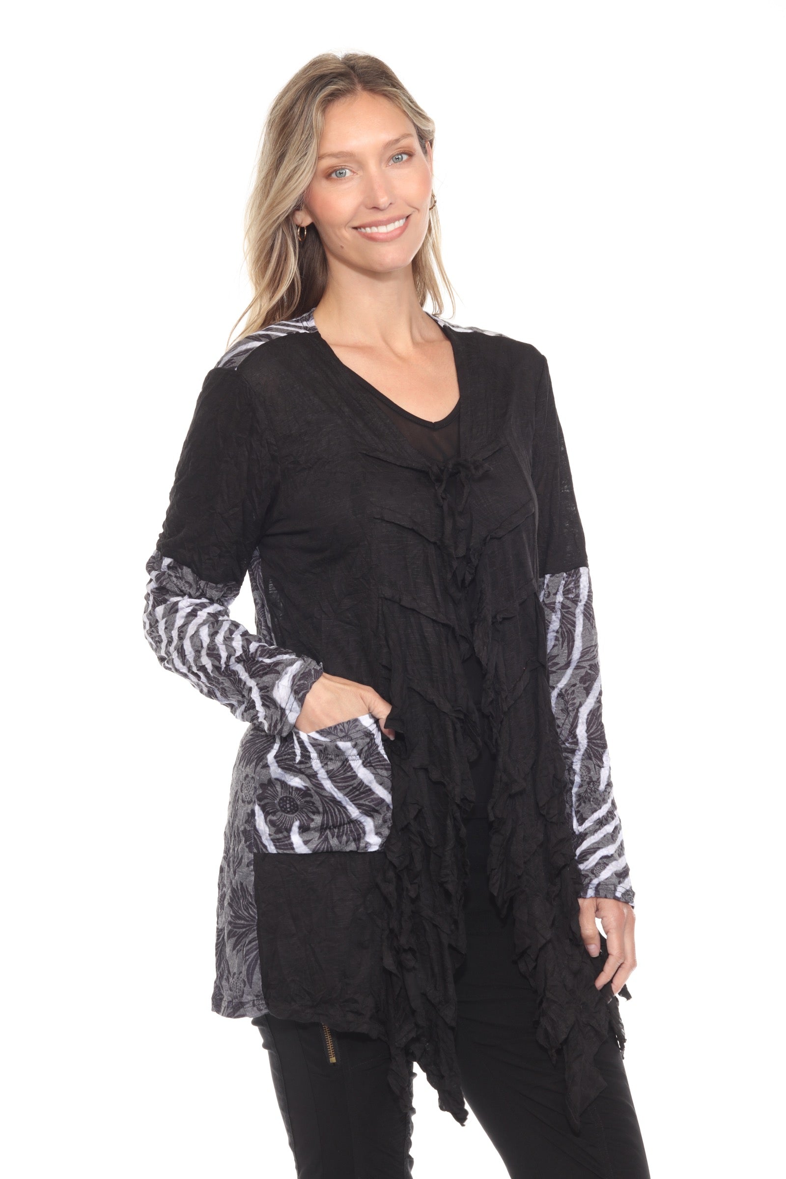 Camille Cardigan Long - Zebra Stripe