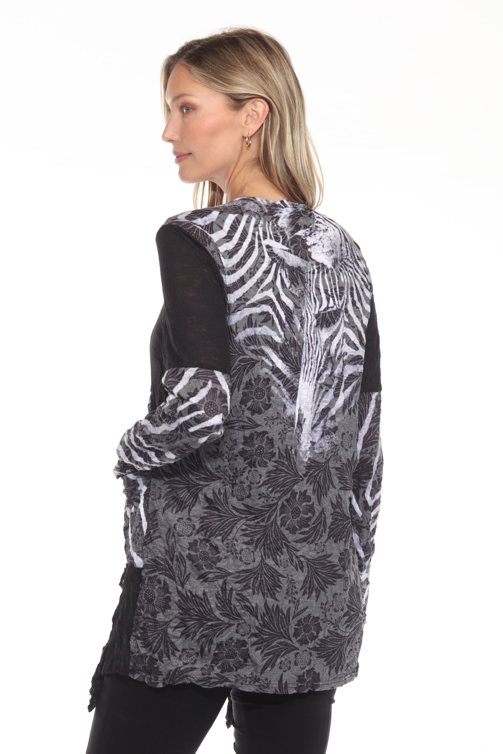 Camille Cardigan Long - Zebra Stripe