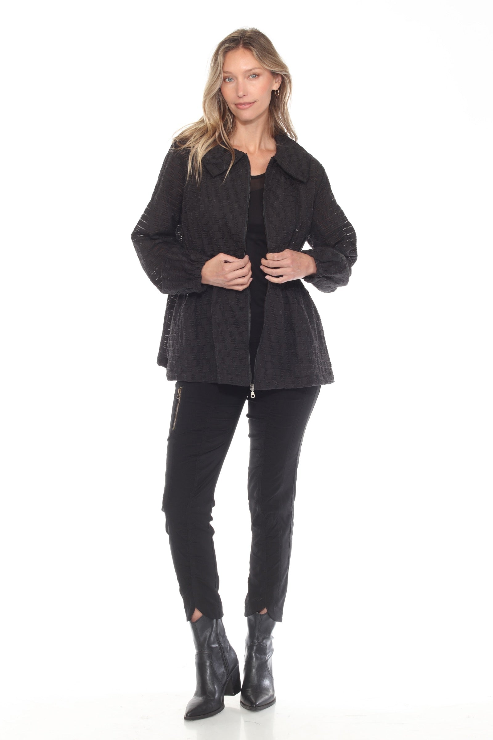 Sheer Textured Zip Jacket - CARINE