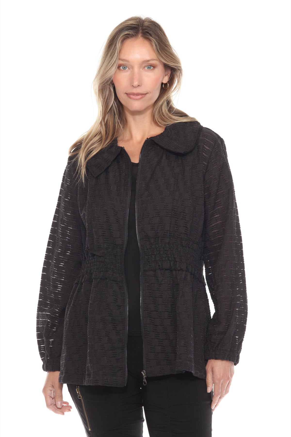 Sheer Textured Zip Jacket