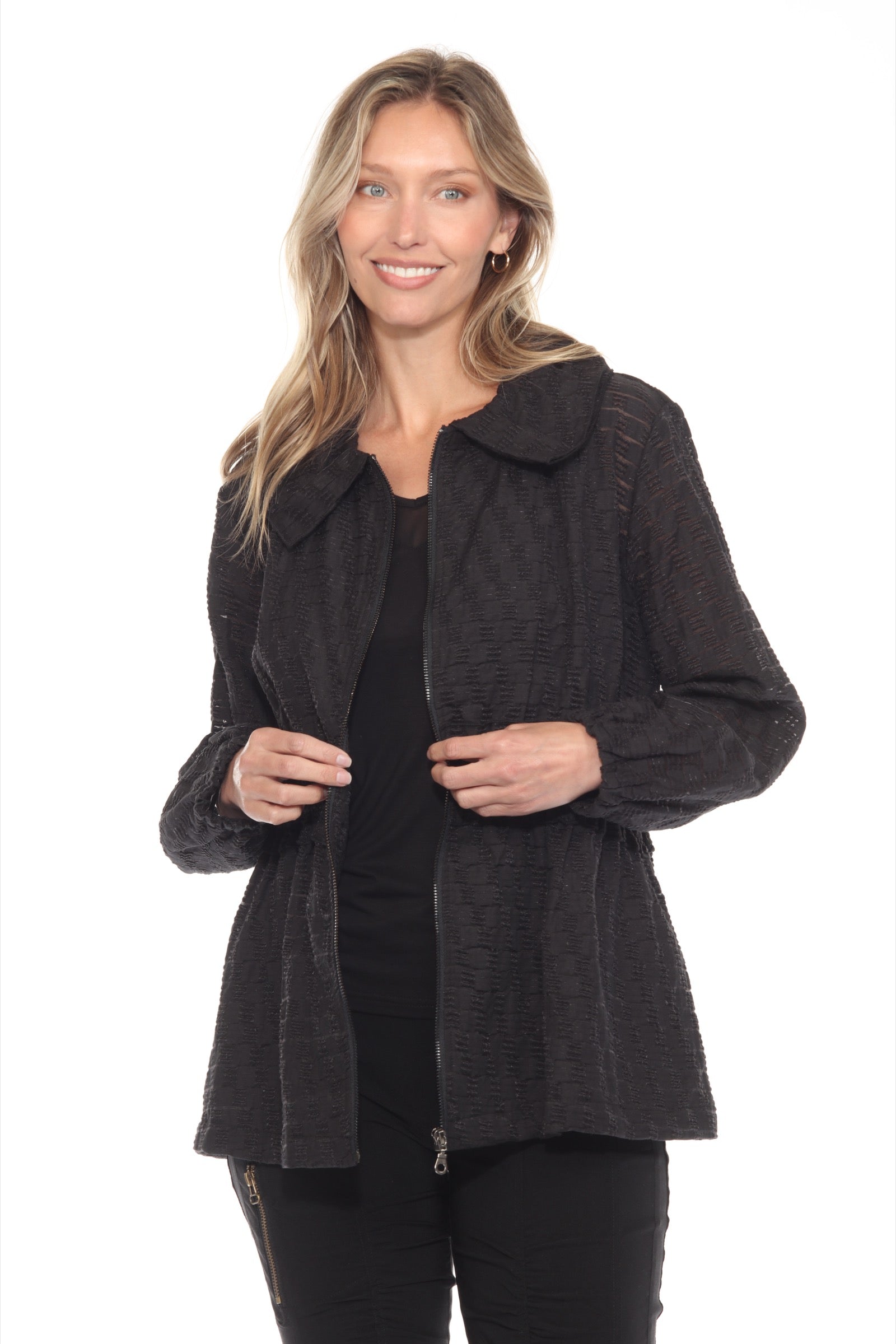 Sheer Textured Zip Jacket