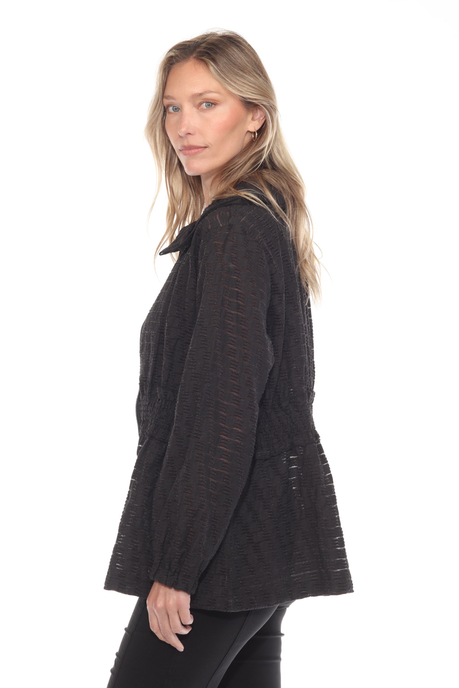 Sheer Textured Zip Jacket - CARINE