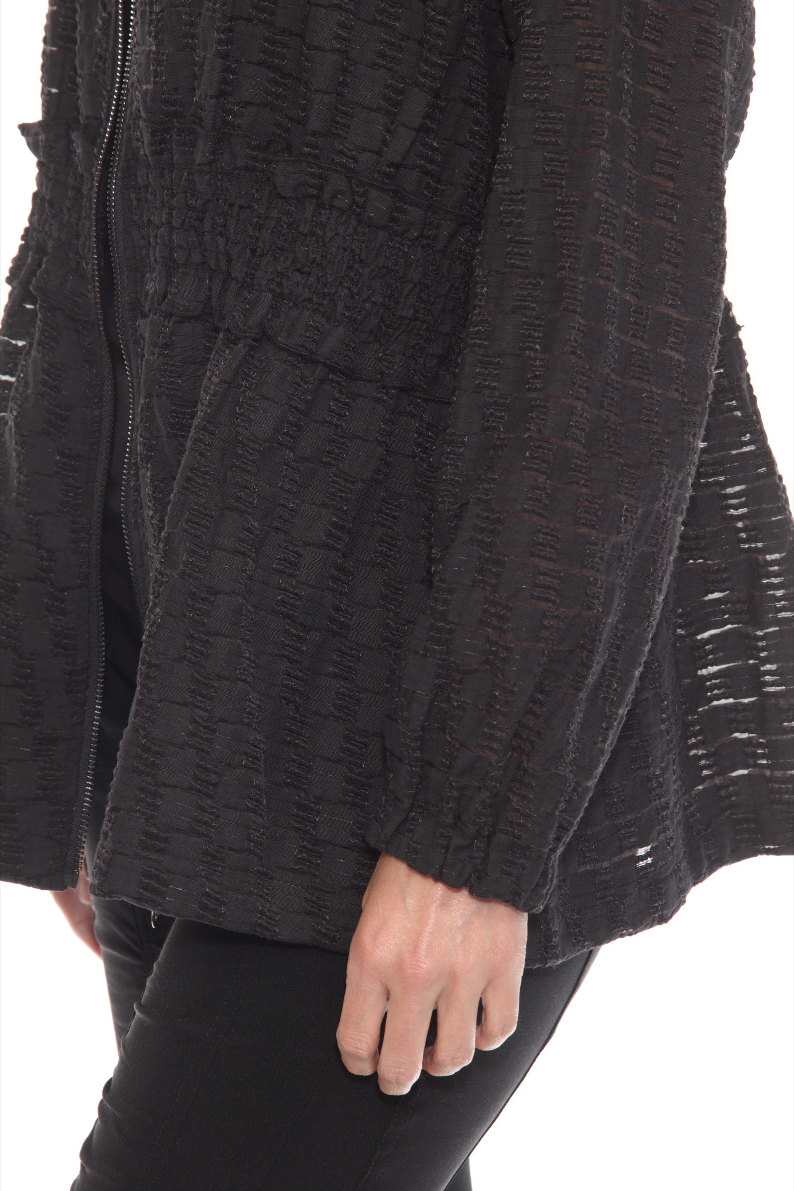 Sheer Textured Zip Jacket